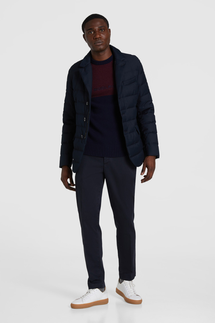 Maglione in lana girocollo color block
