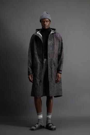 Parka in Recycled Three-Layered Fabric with Raised-Relief Motif by Todd Snyder Black | Woolrich