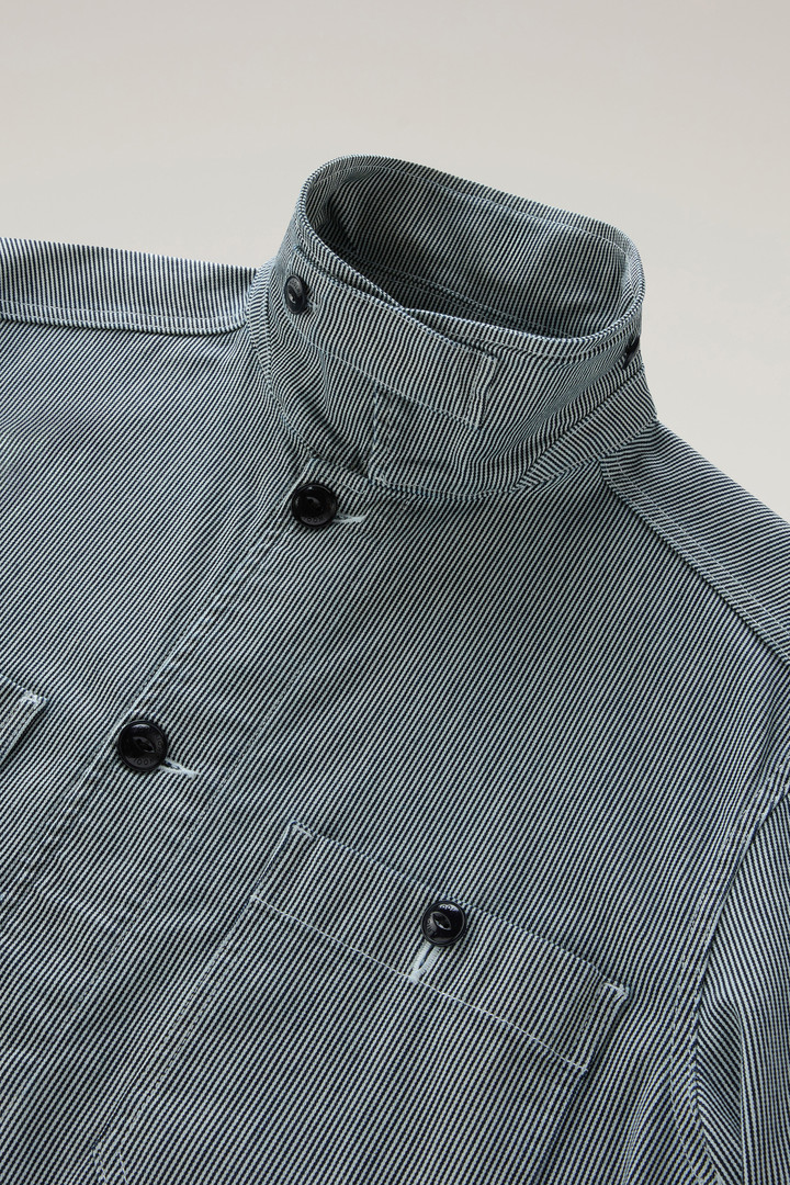 Striped Overshirt in Cotton Fleece Blue photo 7 | Woolrich