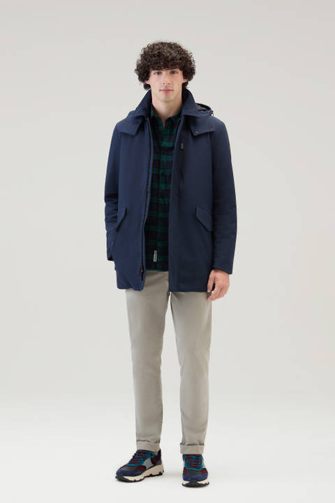 Barrow Mac Mantel aus Tech Softshell Blau | Woolrich