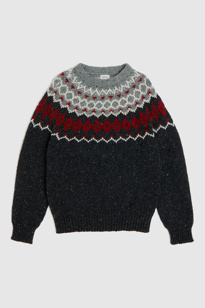 Maglione girocollo jacquard misto lana