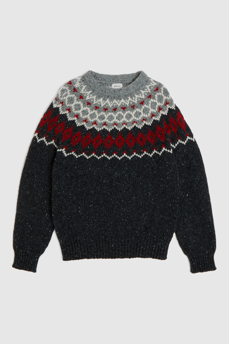 Maglione girocollo jacquard misto lana