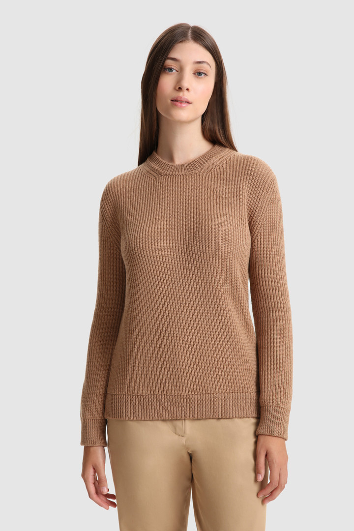 Ribbed virgin merino wool Crewneck Sweater