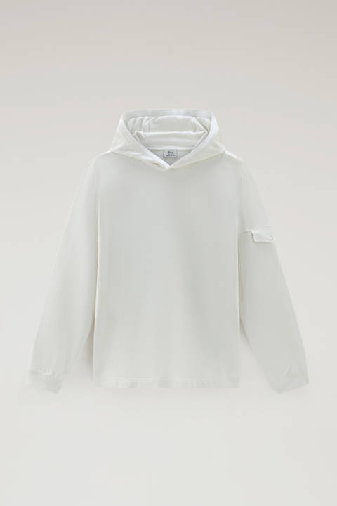 Sweatshirt aus reiner Baumwolle mit Kapuze und Tasche Weiß photo 2 | Woolrich