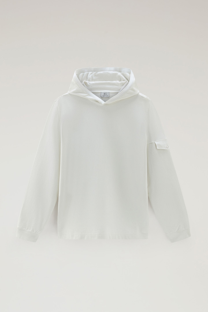 Sweatshirt aus reiner Baumwolle mit Kapuze und Tasche Weiß photo 5 | Woolrich