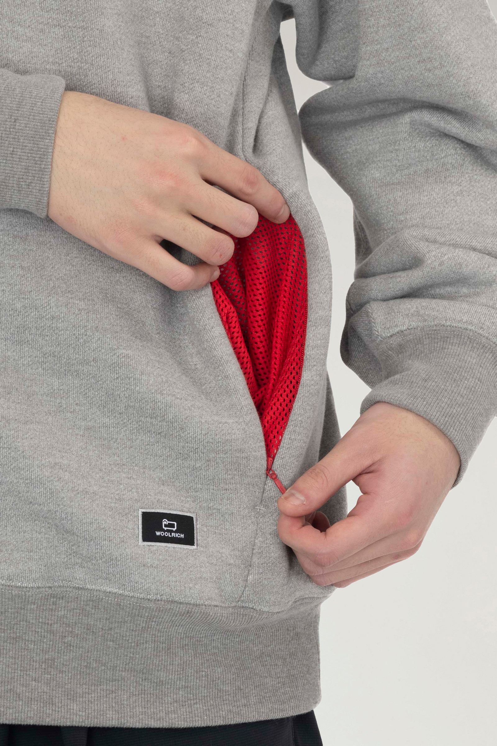 Crewneck Sweatshirt in a Cotton Fleece and Cordura Nylon Blend Grey photo 4 | Woolrich