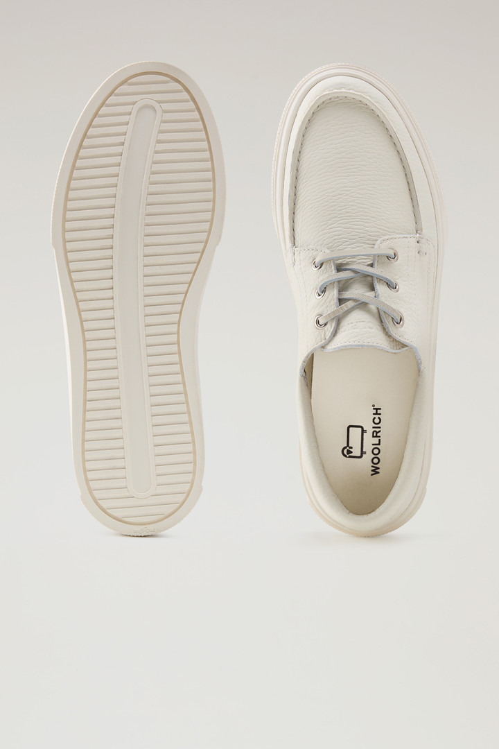 Tumbled Leather Boat Shoes White photo 4 | Woolrich