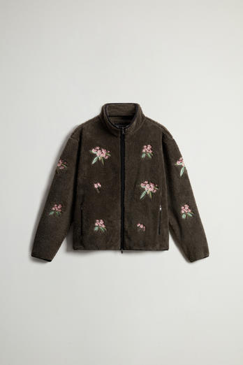 Sherpa Fleece Sweatshirt with Floral Embroidery by Todd Snyder Green photo 1 | Woolrich