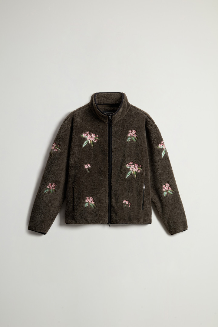 Sherpa Fleece Sweatshirt with Floral Embroidery by Todd Snyder Green photo 5 | Woolrich