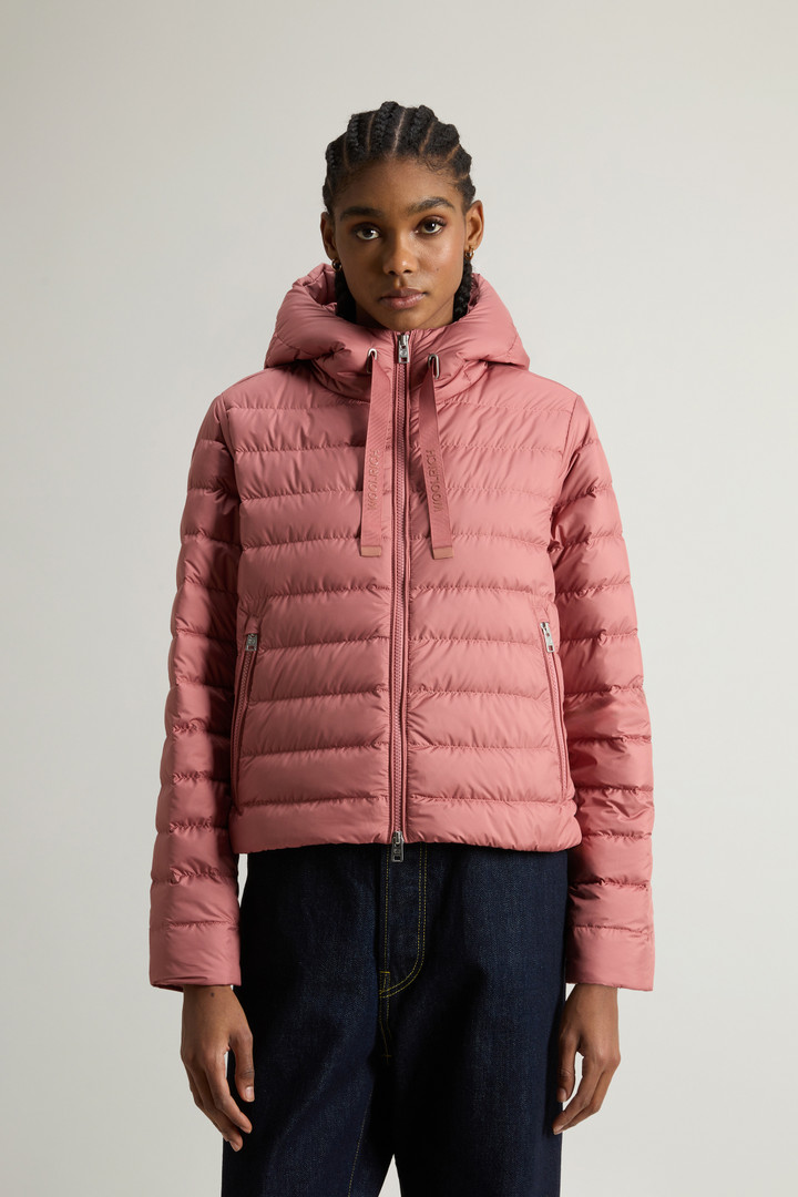 Padded Microfiber Jacket with Hood Pink photo 1 | Woolrich