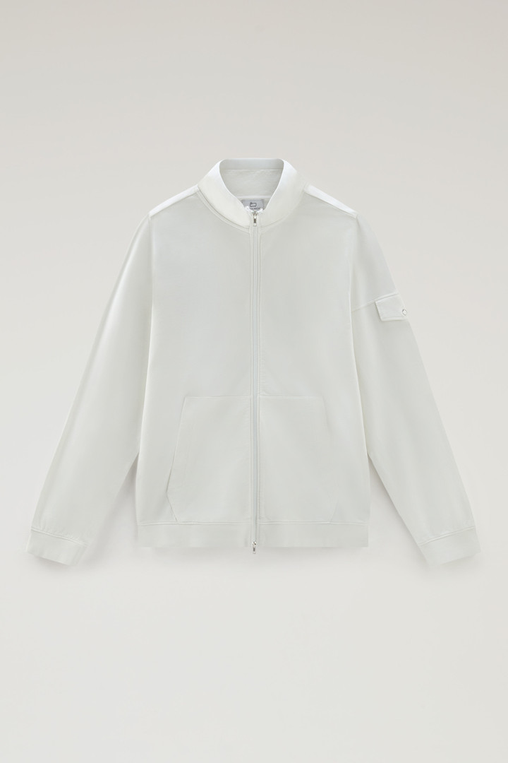 Sweatshirt van puur katoen met rits en hoge kraag Wit photo 5 | Woolrich