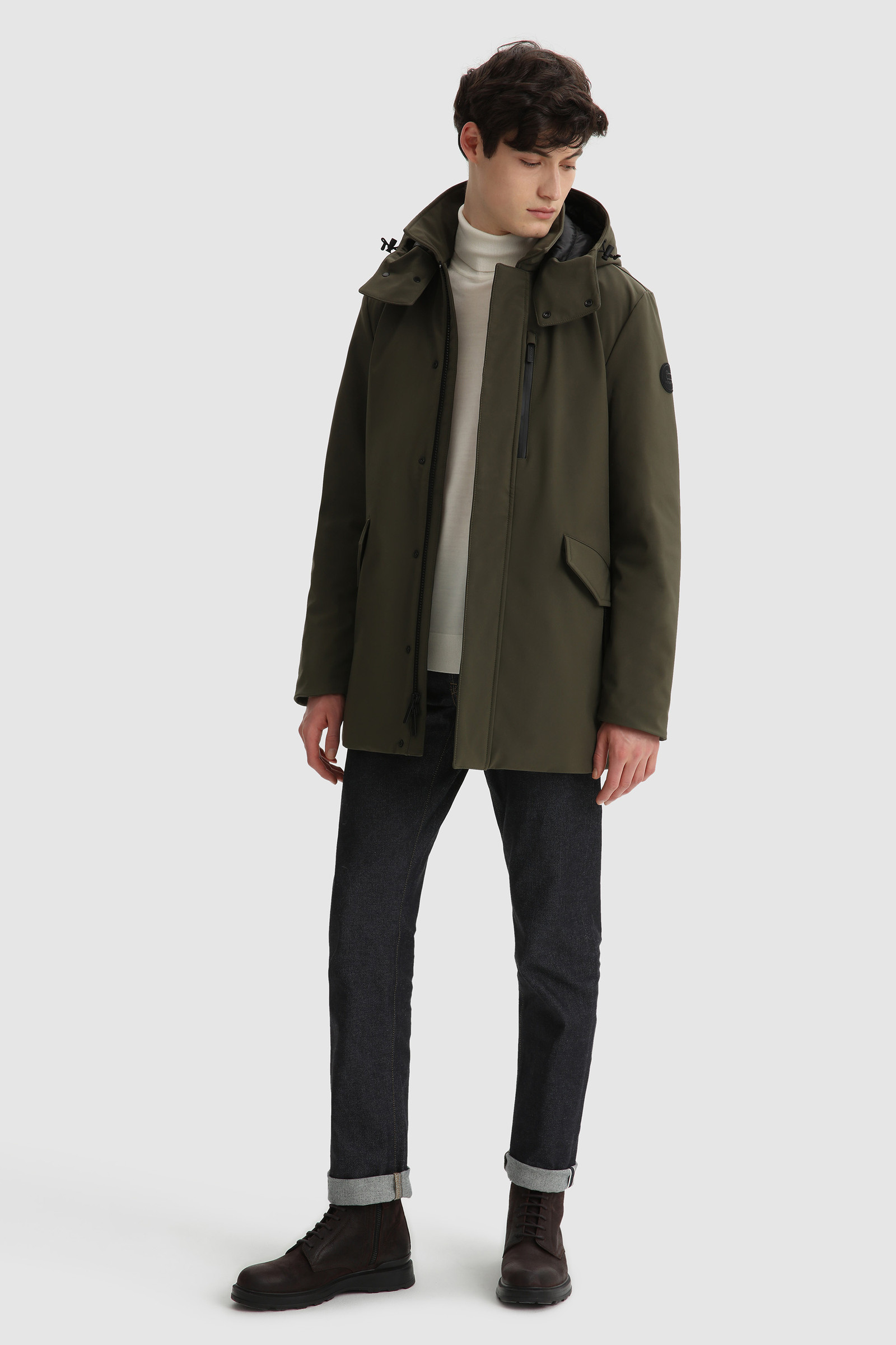Barrow Mac Soft Shell Jacket with Removable Hood Green photo 2 | Woolrich