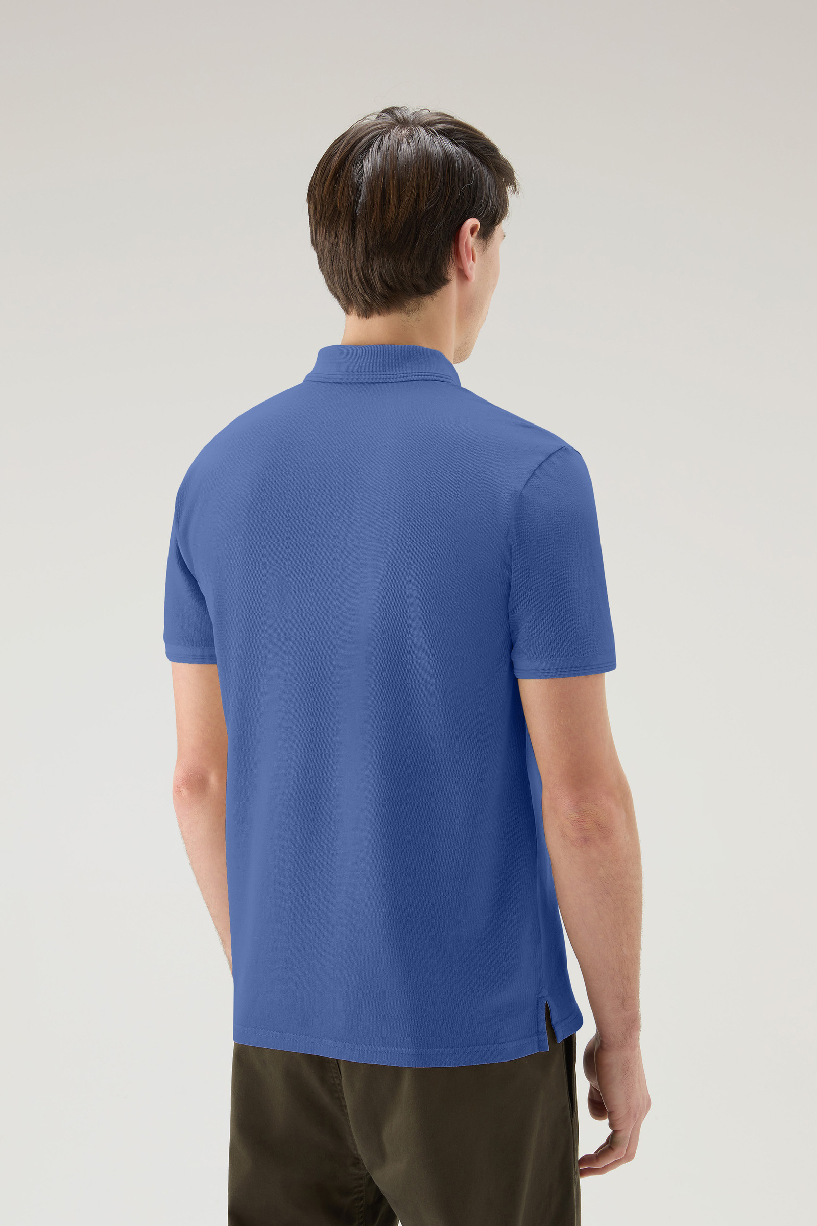 Polo Mackinack teñido en prenda de piqué de algodón elástico azul photo 3 | Woolrich