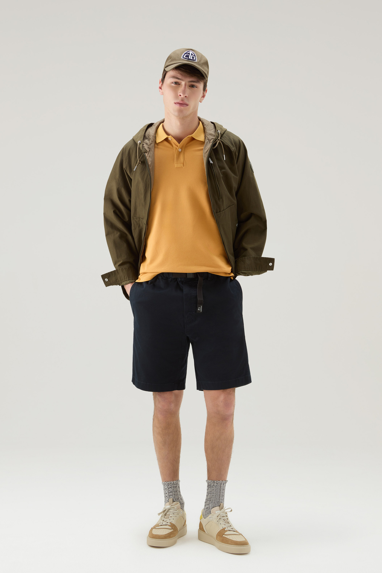 Garment-Dyed Chino Shorts in Stretch Cotton Blue photo 2 | Woolrich