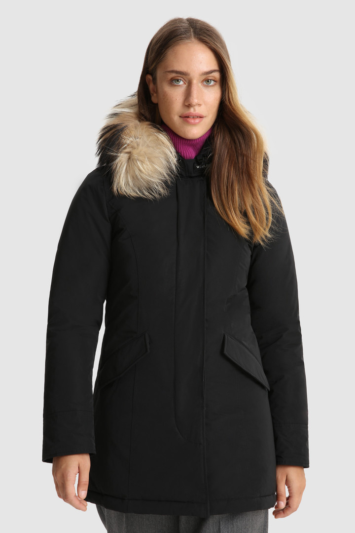 Women's Arctic Parka in City Fabric with Removable Fur Black