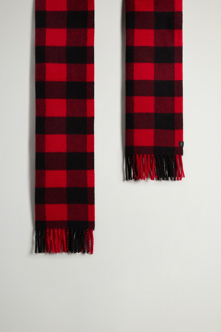 Wool-Blend Scarf with Jacquard Buffalo Check Pattern Red photo 2 | Woolrich