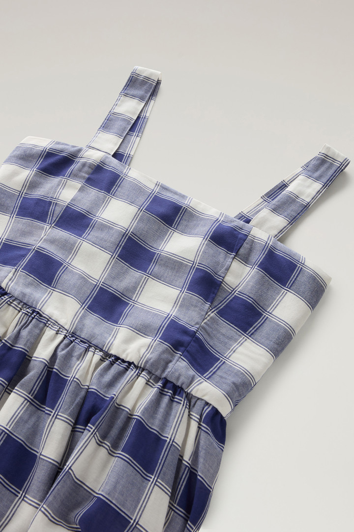 Long Dress in Pure Cotton Checked Voile Blue photo 6 | Woolrich