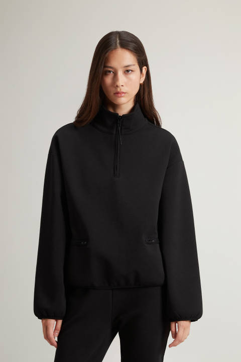 Cotton-Blend Sweatshirt with High Neck Black | Woolrich