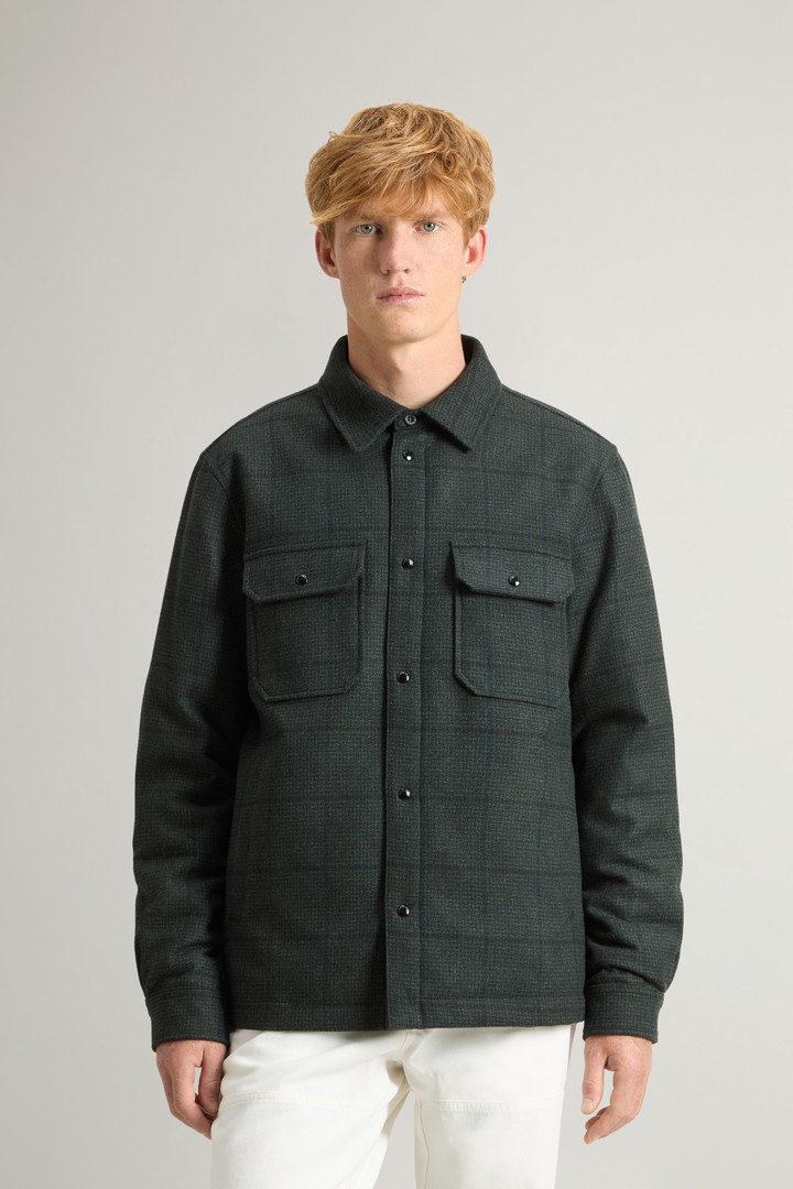 Men's Alaskan Padded Overshirt in Checked Italian Wool Blend green ...