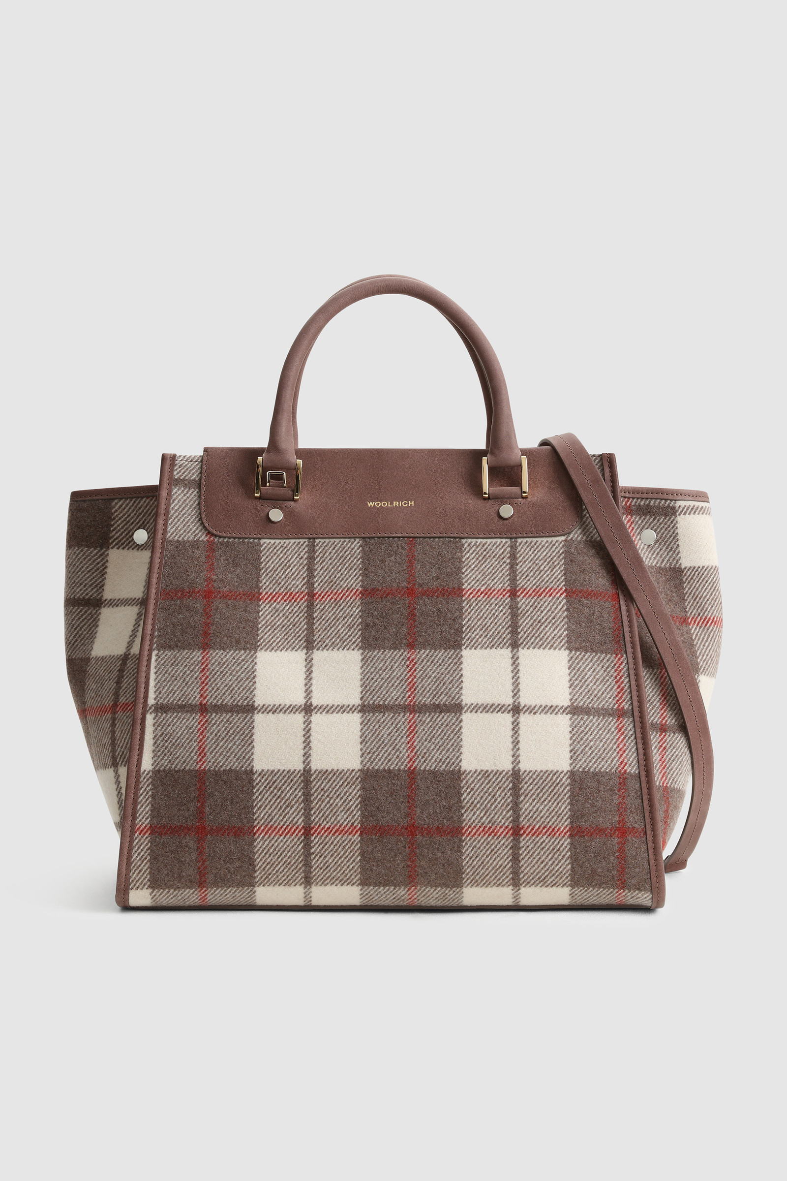 Oversize-Tote Bag aus Wolle mit Karomuster