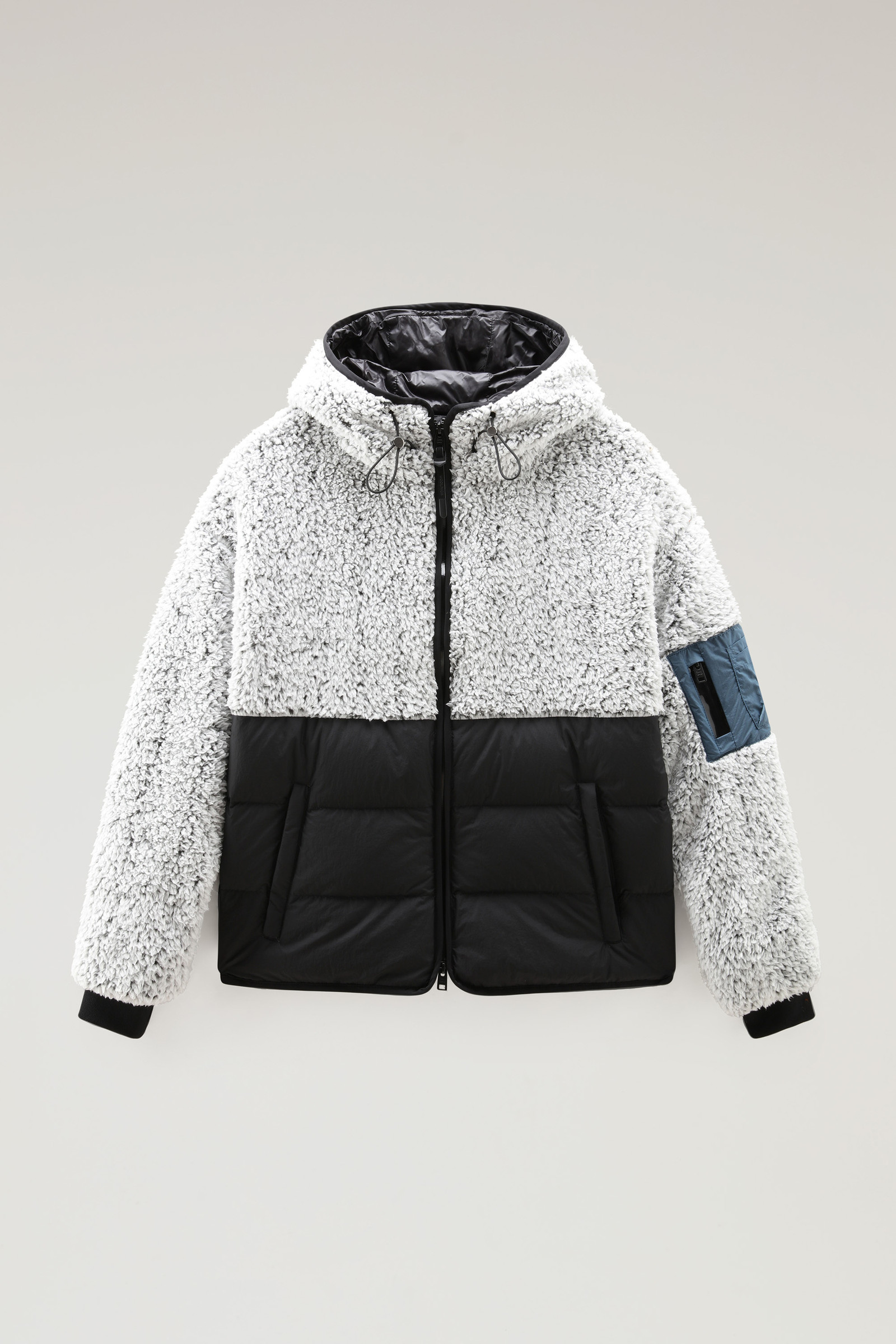 Felpa con cappuccio in pile e nylon crinkle nero photo 5 | Woolrich