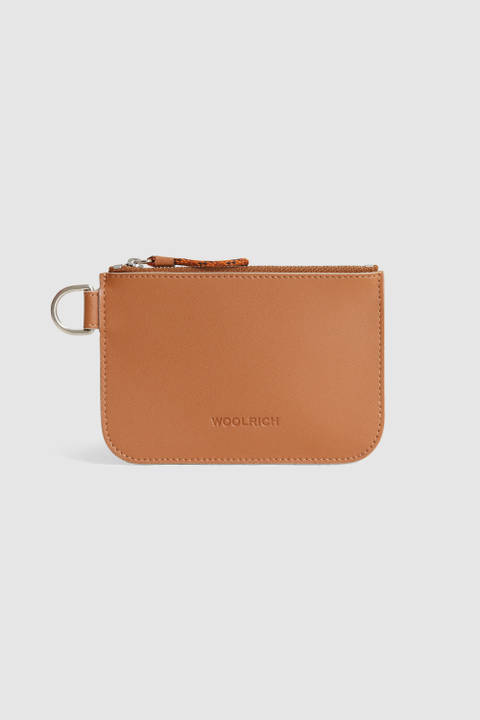 Leather Wallet with Zip Brown | Woolrich