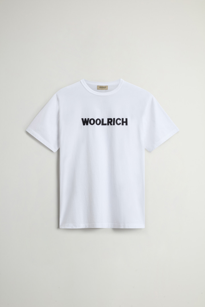 Pure Cotton T-Shirt with Embroidered Logo White photo 5 | Woolrich