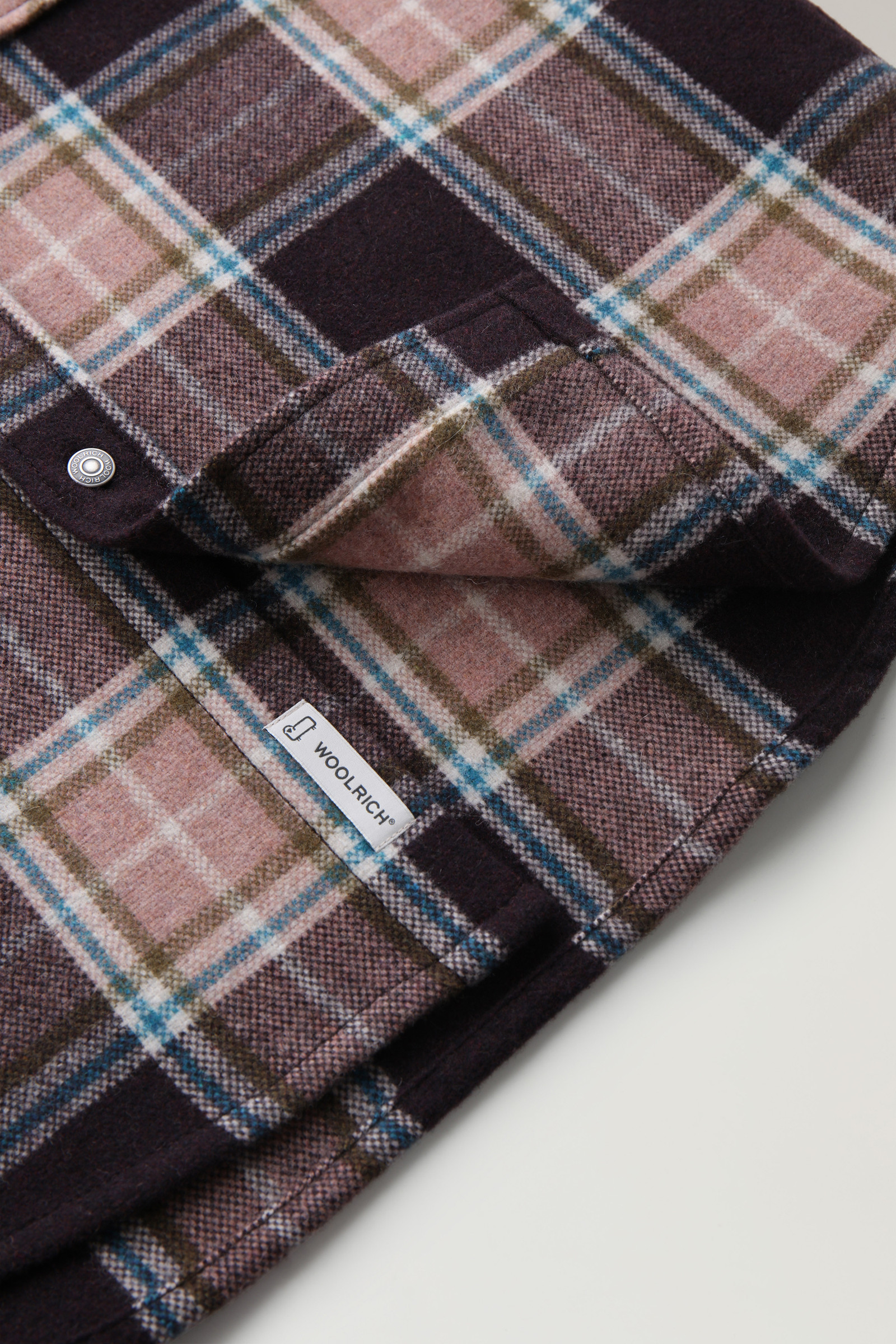 Men's Alaskan Check Overshirt in Recycled Italian Wool Blend Pink ...