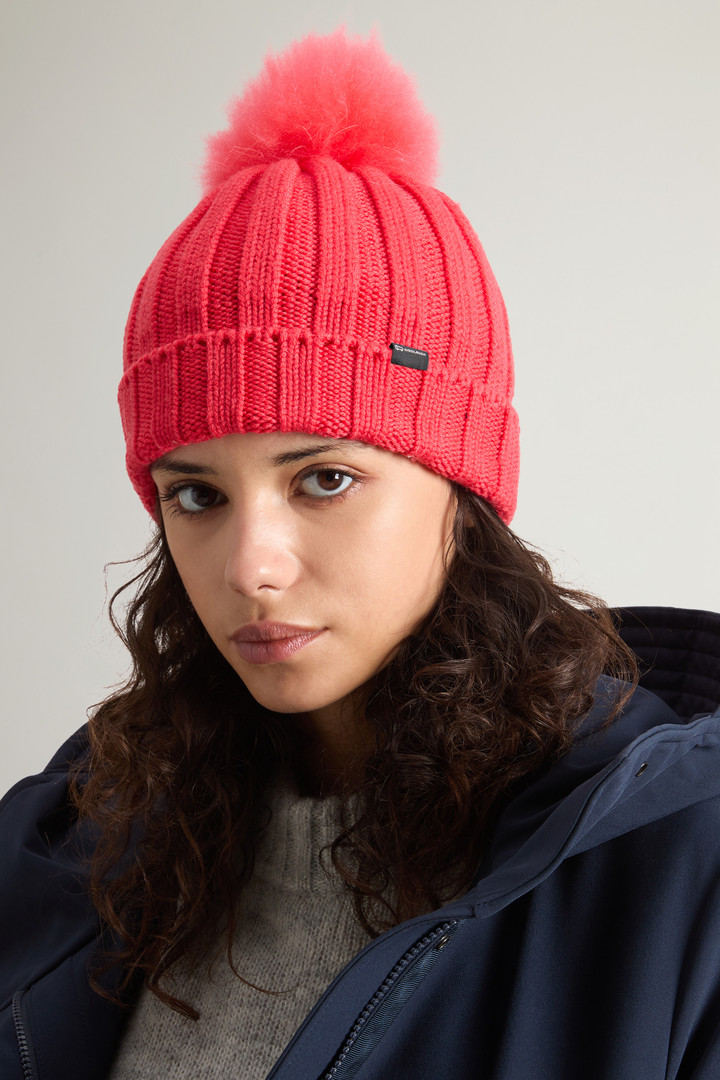 Beanie in Pure Virgin Wool with Cashmere Pom-Pom Red photo 5 | Woolrich