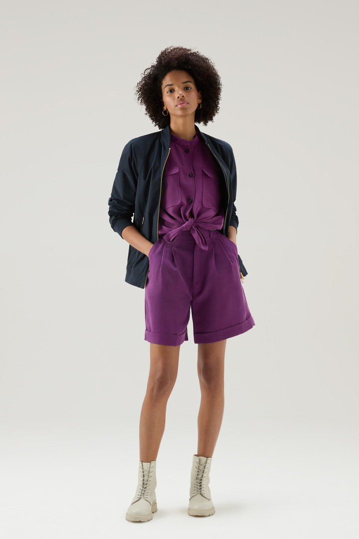 Short-sleeved Shirt in Linen Blend Purple photo 2 | Woolrich