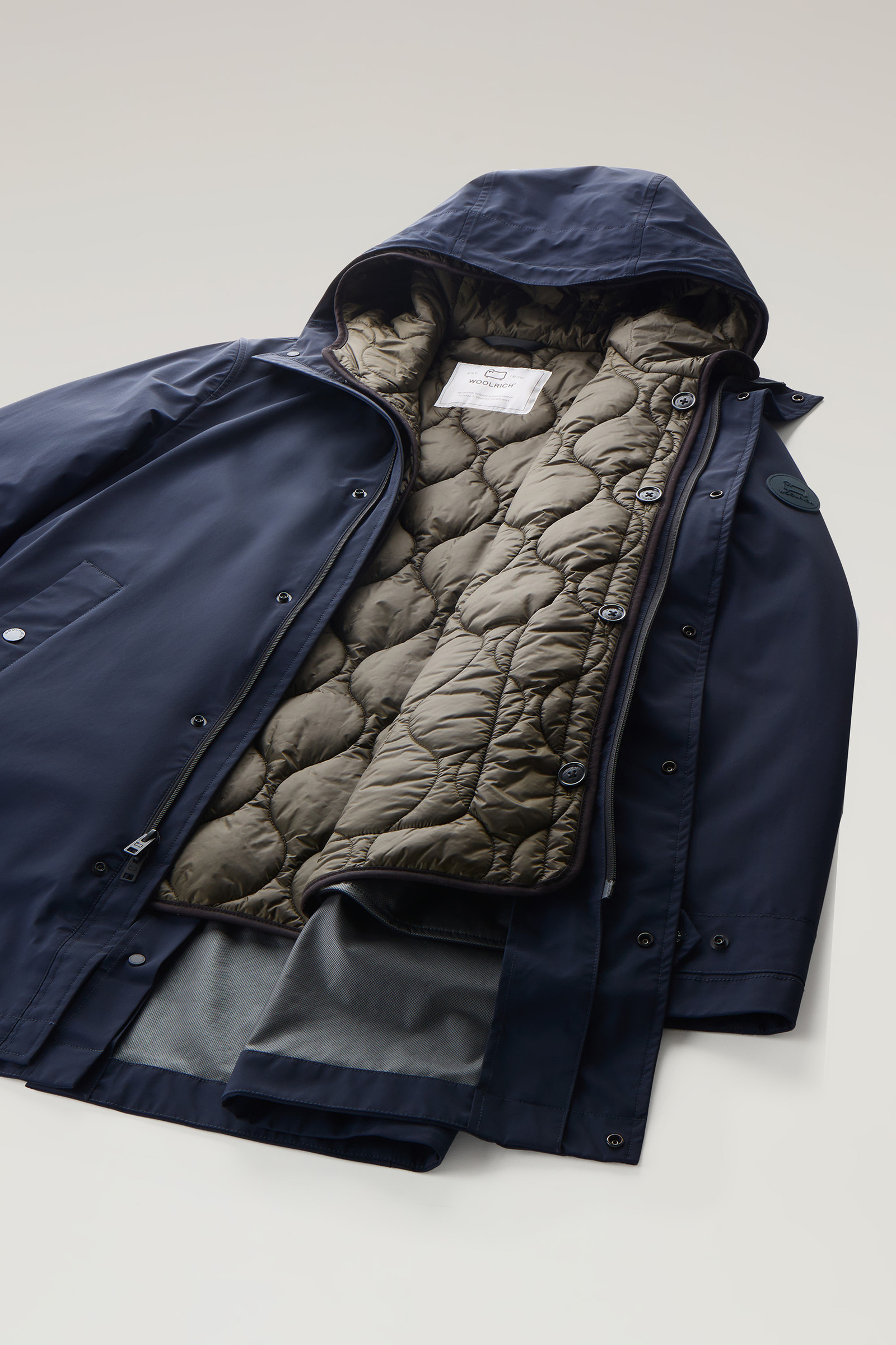 Cappotto 3 in 1 in nylon elasticizzato con giacca trapuntata removibile blu photo 11 | Woolrich