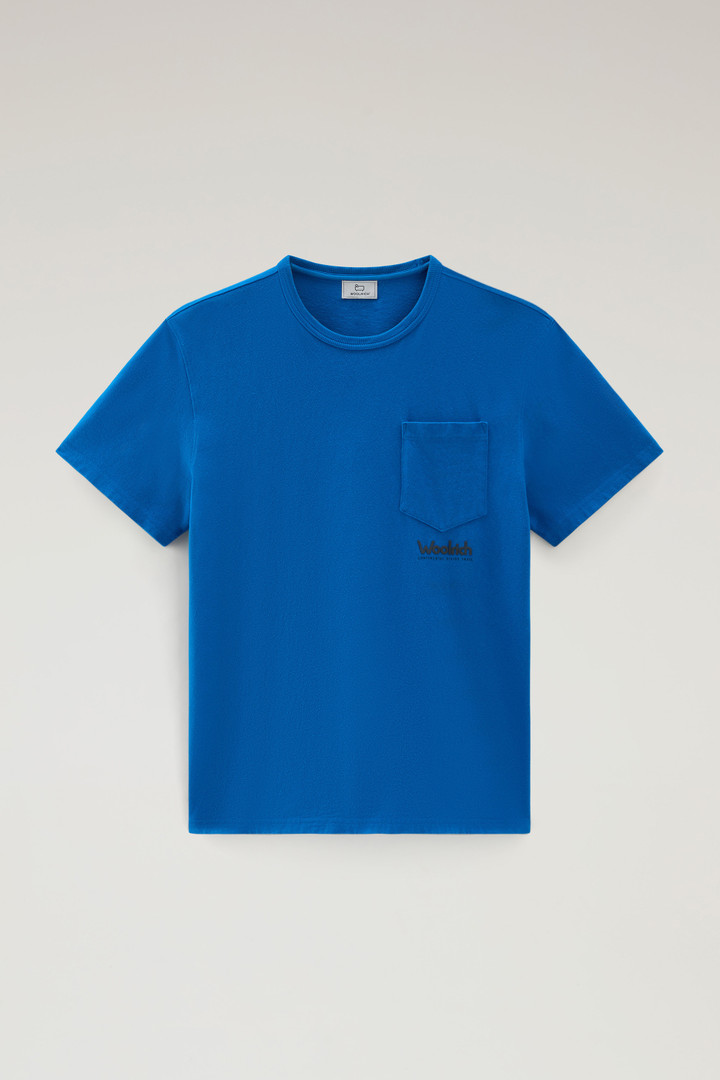 Pure Cotton T-Shirt with Trail Print Blue photo 5 | Woolrich