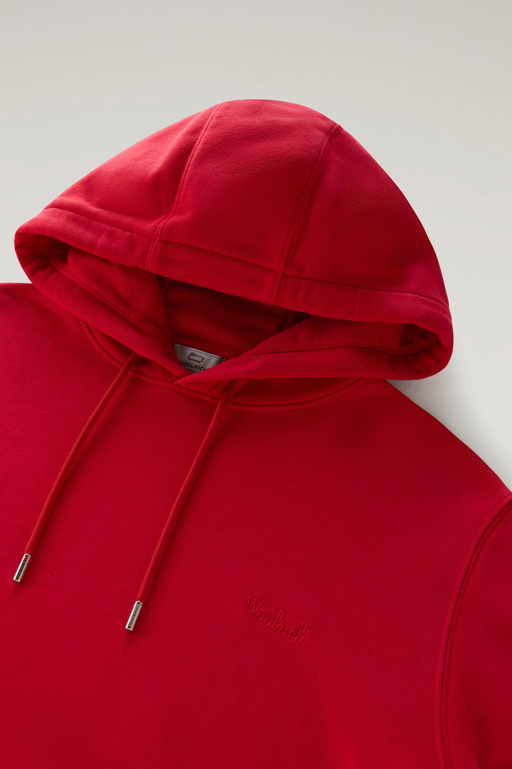 Hoodie in Cotton Fleece with Embroidered Logo Red photo 6 | Woolrich