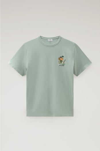 T-shirt in puro cotone con stampa grafica Verde | Woolrich