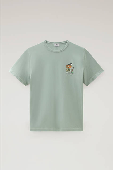 T-shirt en pur coton avec impression graphique Vert photo 2 | Woolrich