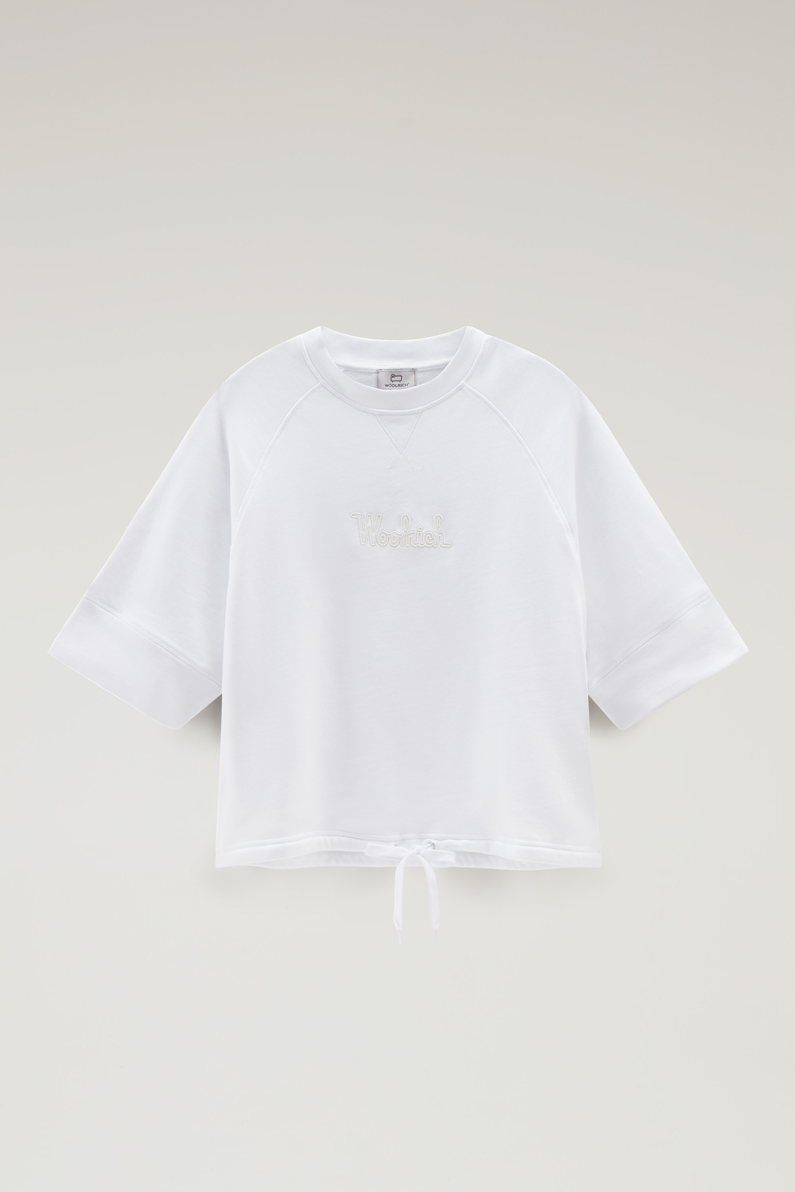 Sweat-shirt en pur coton avec manches trois-quarts blanc photo 5 | Woolrich