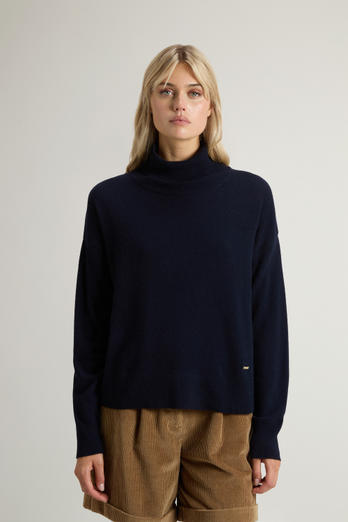 Turtleneck Sweater in Virgin Wool and Cashmere Blend Blue | Woolrich