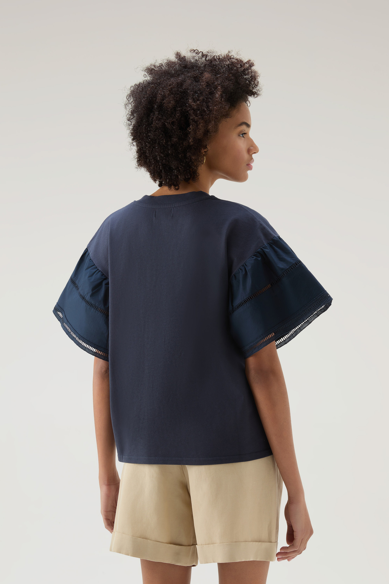 Lakeside T-shirt in Pure Cotton with Puff Sleeves Blue photo 3 | Woolrich