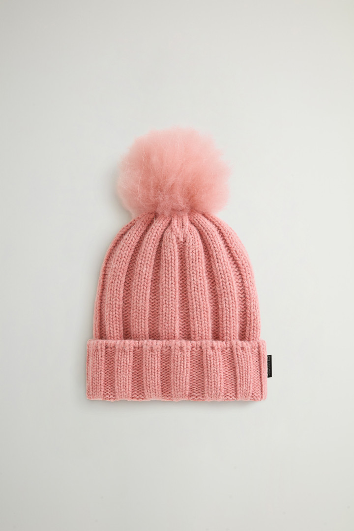 Beanie voor meiden van zuivere scheerwol met kasjmieren pompom Roze photo 1 | Woolrich