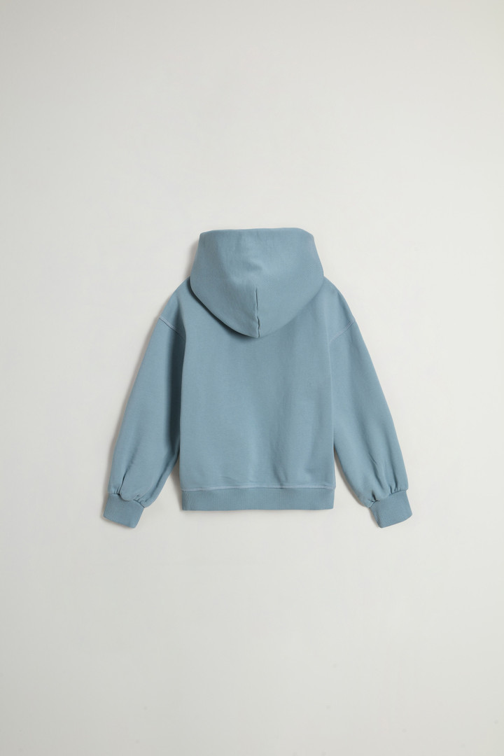 Girls' Hoodie in Pure Cotton with Puffed Sleeves Blue photo 2 | Woolrich