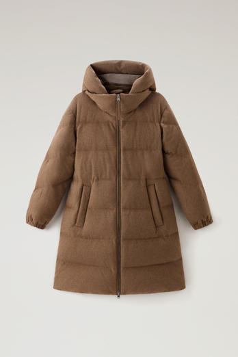 Long Down Jacket in Pure Virgin Wool Brown photo 1 | Woolrich