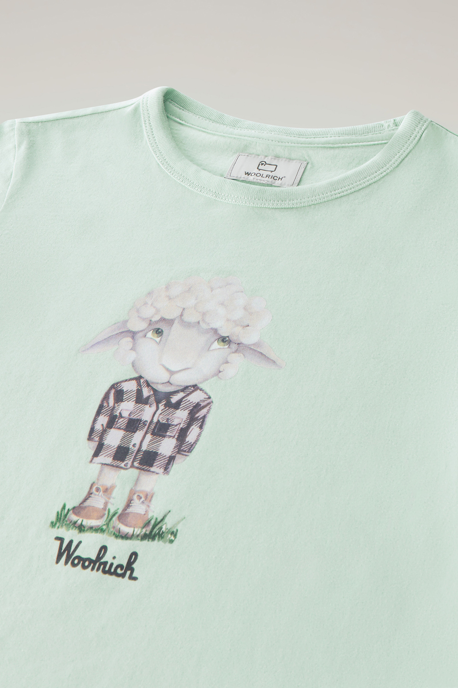 Girls' Graphic Sheep T-Shirt in pure cotton Green photo 3 | Woolrich