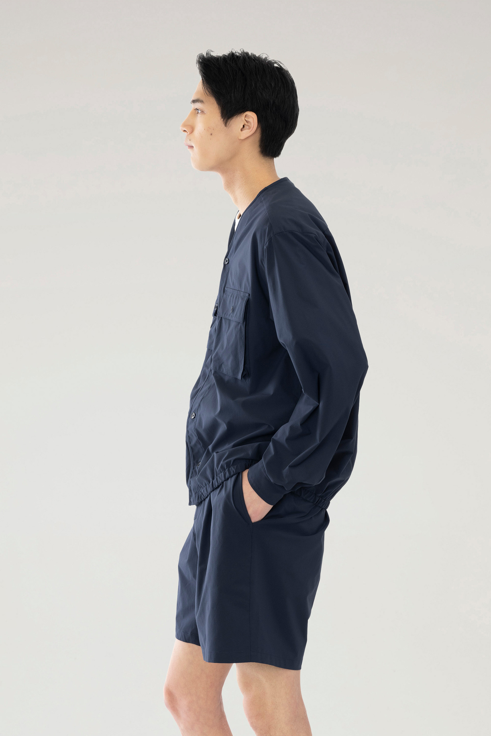 High Aeration Cardigan in Stretch Ripstop Blue photo 3 | Woolrich