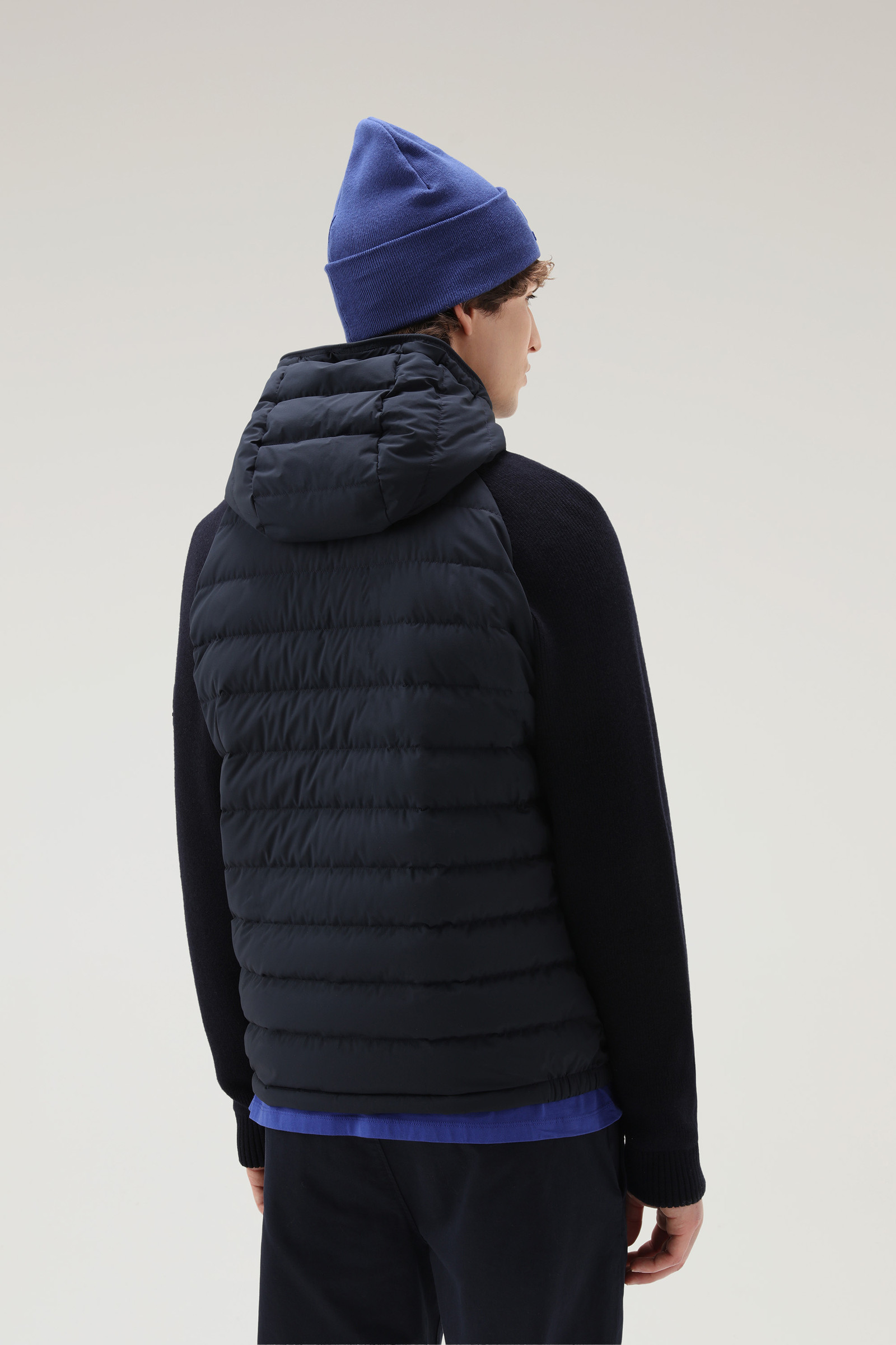 Stretch Nylon Sundance Hooded Hybrid Jacket Blue photo 3 | Woolrich
