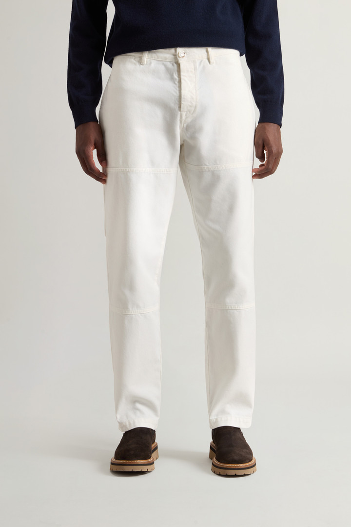 Garment-Dyed Carpenter Pants in Pure Cotton Canvas White photo 2 | Woolrich