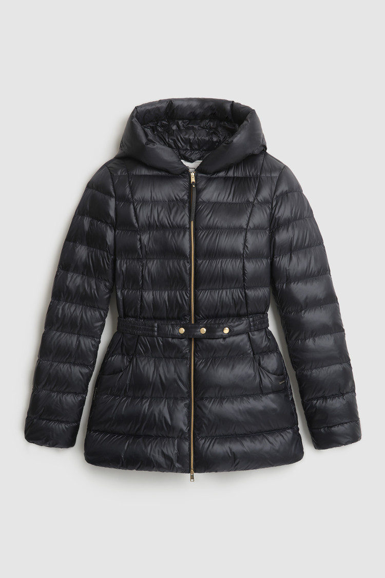 Giacca trapuntata Abbie in nylon satin con cappuccio