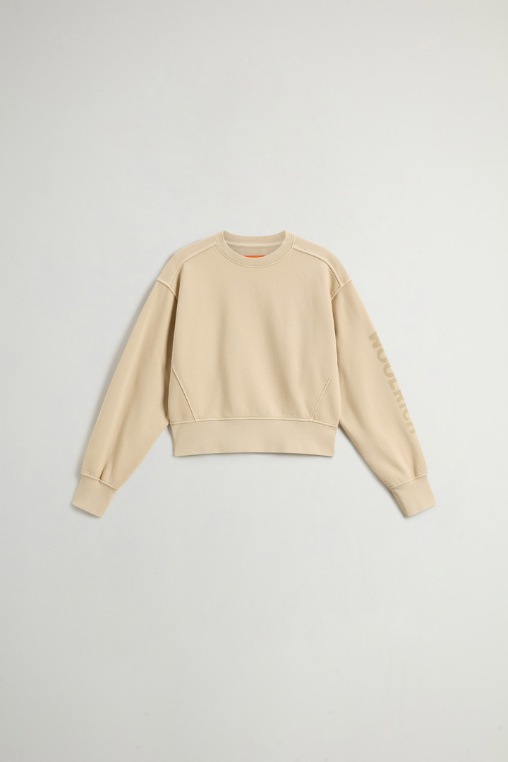 Felpa crop girocollo da ragazza in puro cotone tinta in capo Beige photo 5 | Woolrich