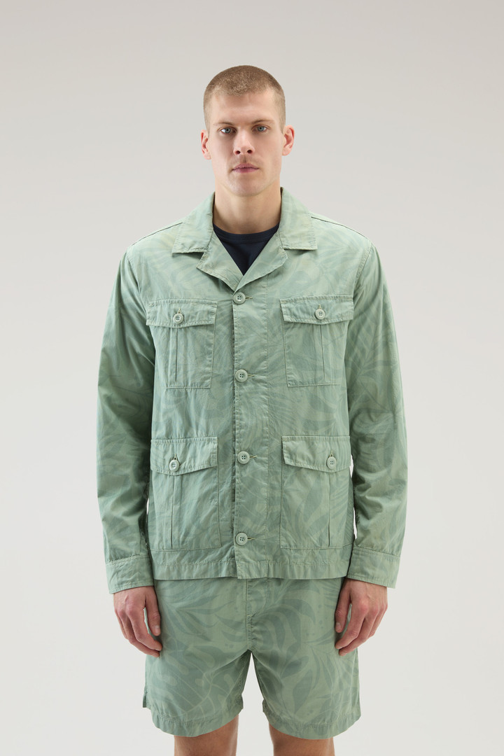 Shirt Jacket in Pure Cotton Printed Poplin Green photo 1 | Woolrich