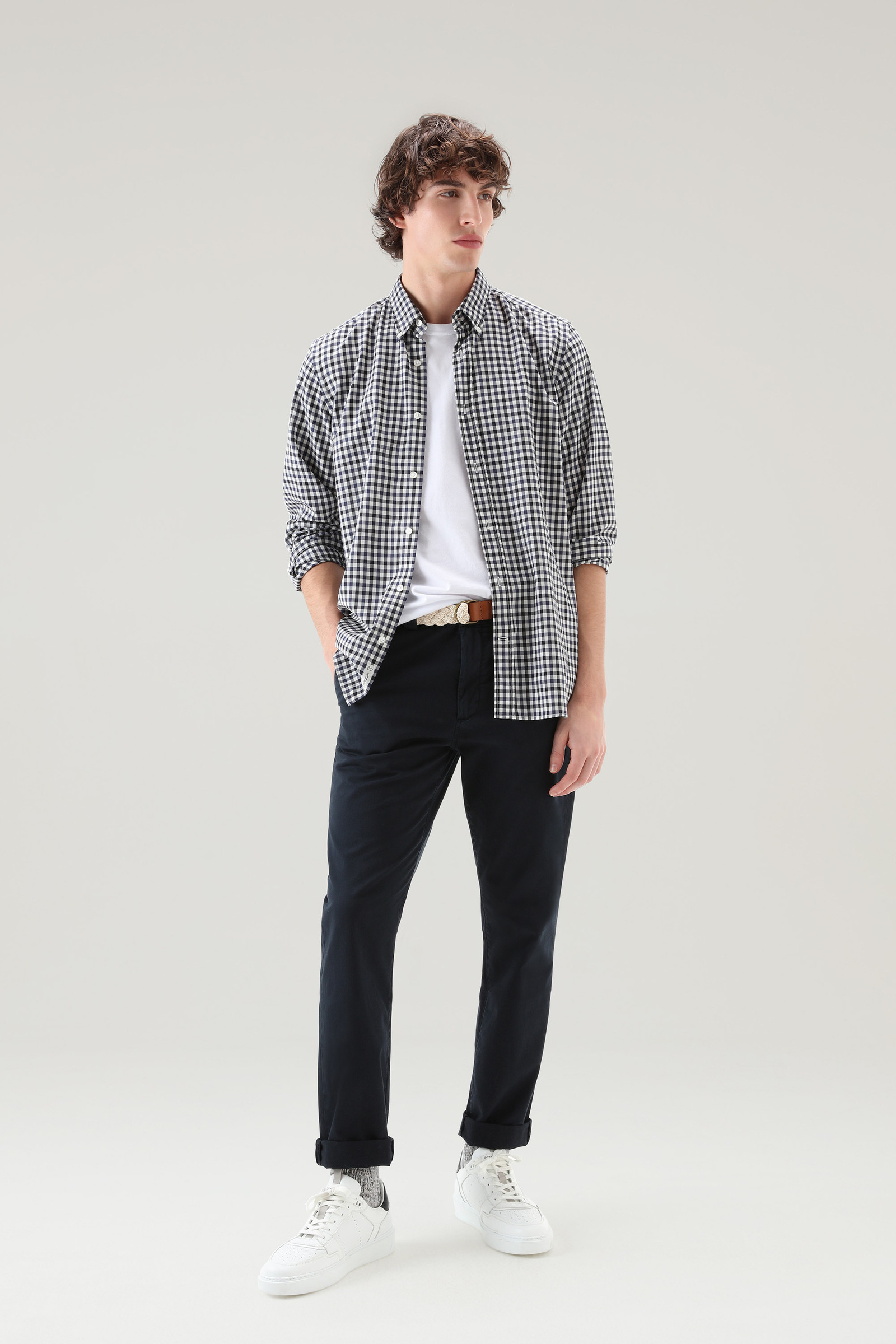 Camicia in puro fresco lana vergine Merino blu photo 2 | Woolrich