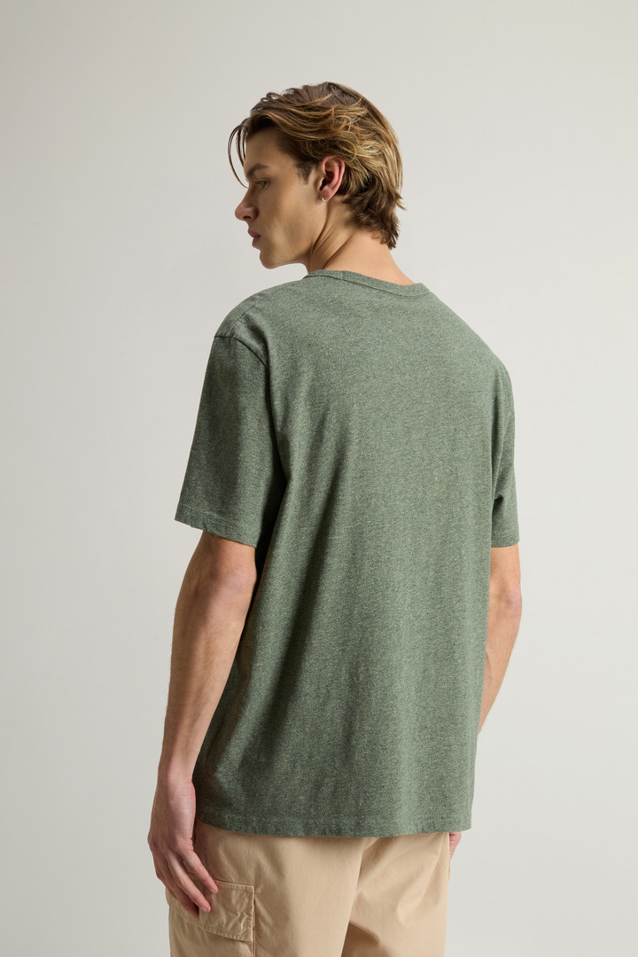 T-Shirt in Pure Cotton Mouliné Green photo 3 | Woolrich